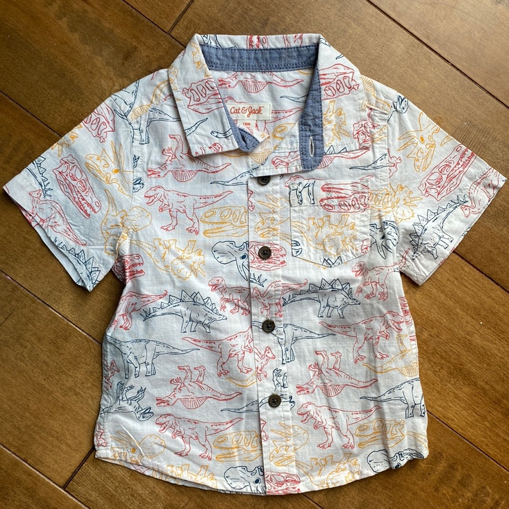 Cat and jack dinosaur button-down polo 18 months